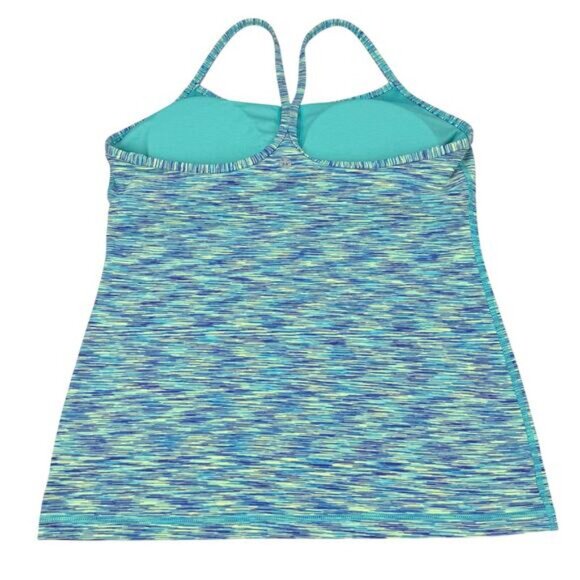 LULULEMON Power Y Tank Luon Size 10 Space Dye Camo Alberta Lake Fresh Teal - Picture 6 of 8